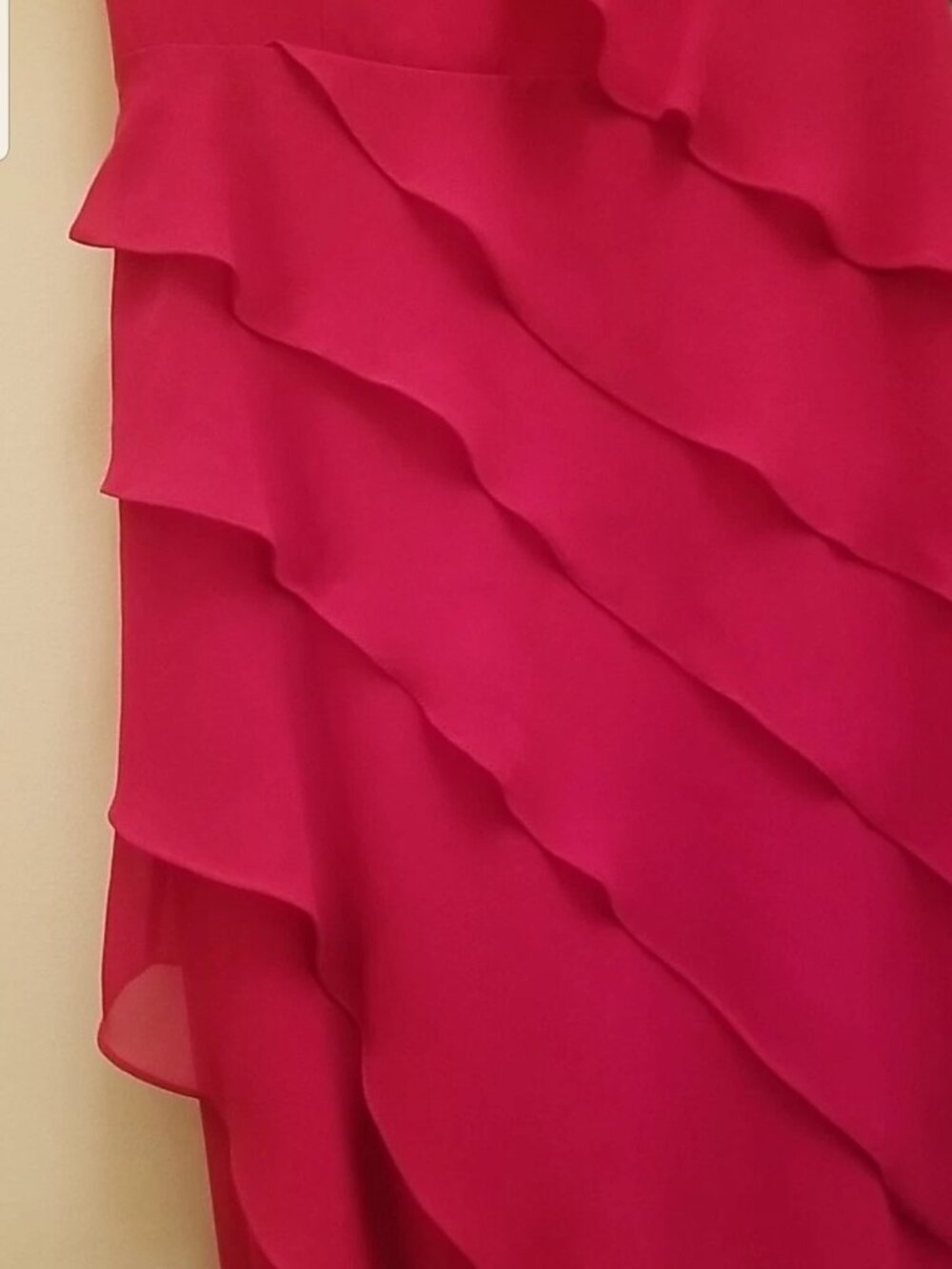 Teri Jon Rickie Freeman Designer $800 Pink Magenta Diagonally Tiered Gown Sz 12 - Picture 4 of 10